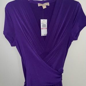 Michael Kors Iris short sleeve High-Low wrap dress